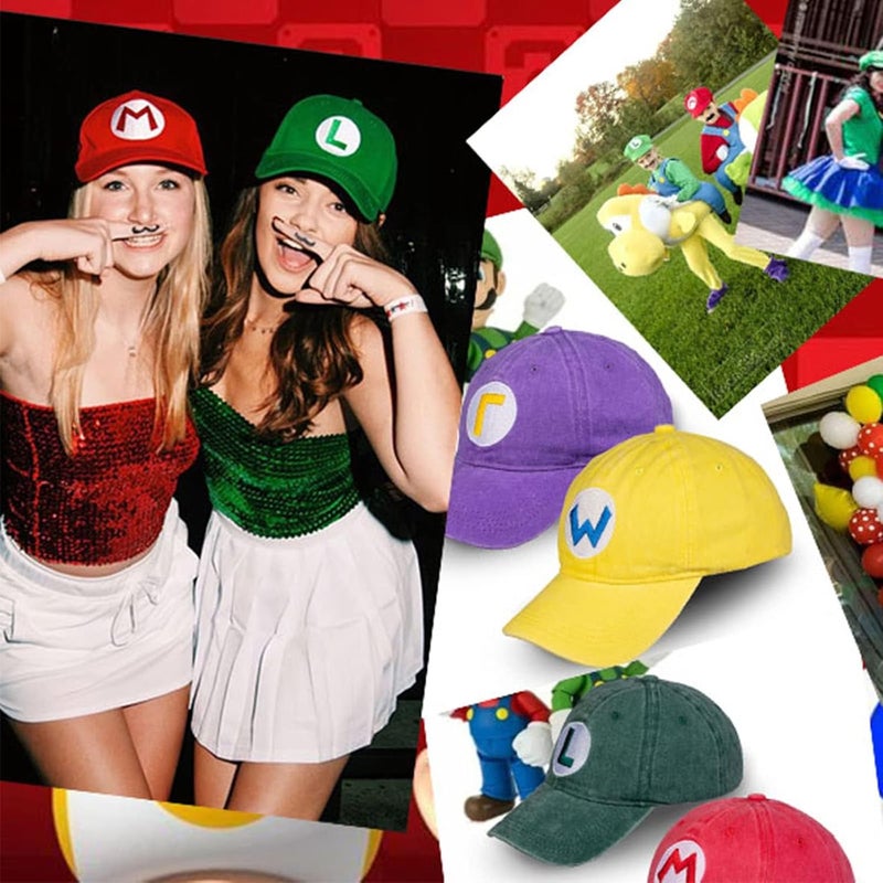 Avafierce Store Bros Hats Anime Baseball Caps Coplay Hat for Adults Denim -Fade Vintage Wash Style Embroidery - Image 3